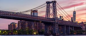 Preview wallpaper bridge, architecture, buildings, city, evening