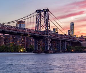 Preview wallpaper bridge, architecture, buildings, city, evening