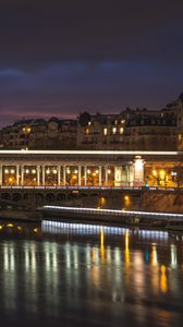 Preview wallpaper bridge, architecture, buildings, city, river, night