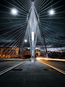 Preview wallpaper bridge, architecture, construction, lights, city, night
