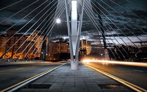 Preview wallpaper bridge, architecture, construction, lights, city, night