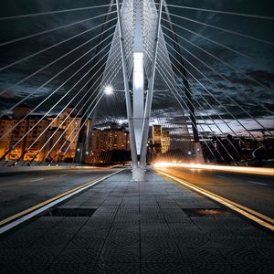 Preview wallpaper bridge, architecture, construction, lights, city, night