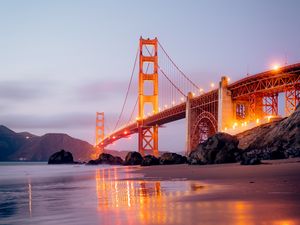 Preview wallpaper bridge, architecture, construction, lights, backlight