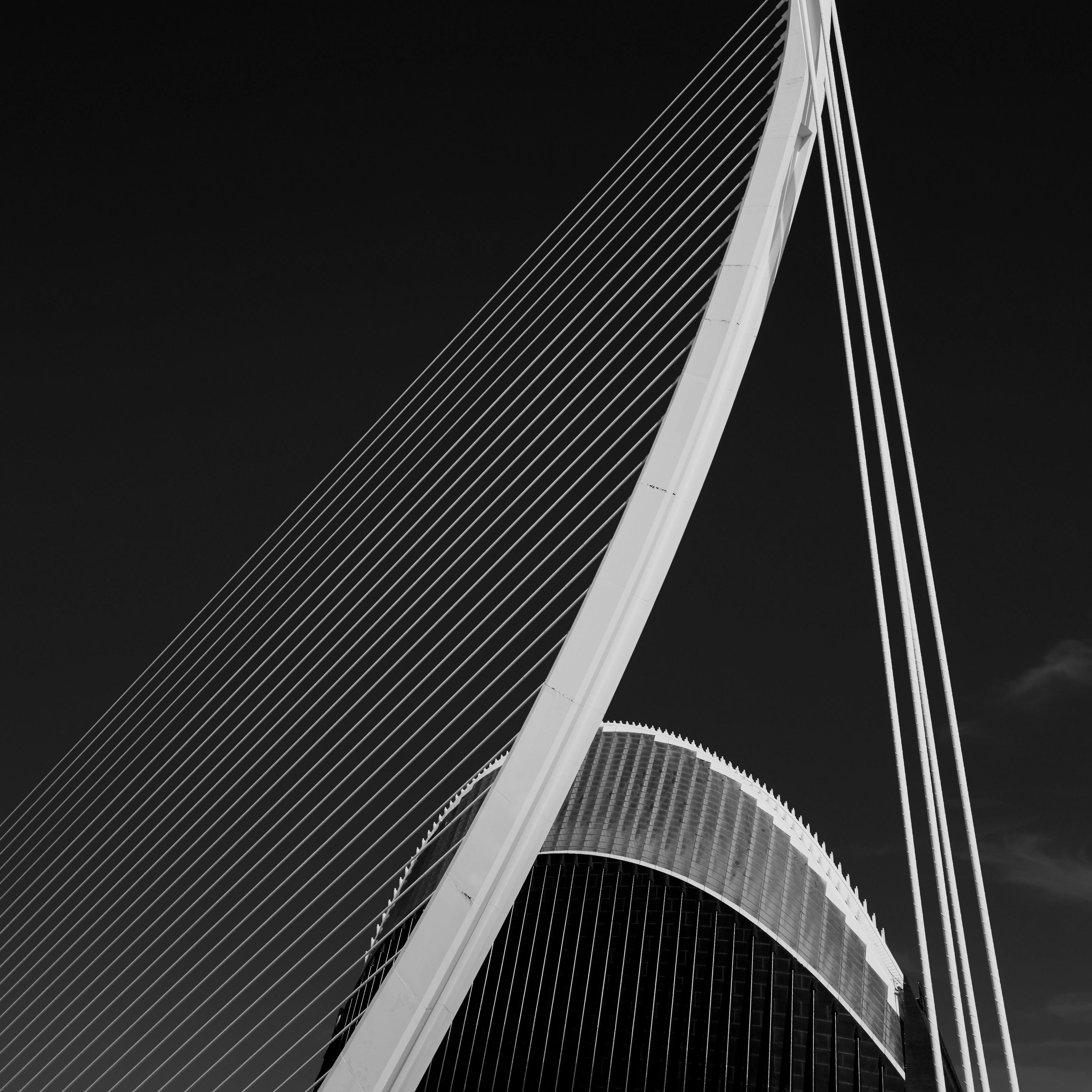 Download wallpaper 3415x3415 bridge, architecture, design, bw ...