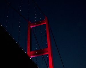 Preview wallpaper bridge, architecture, garlands, night, glow