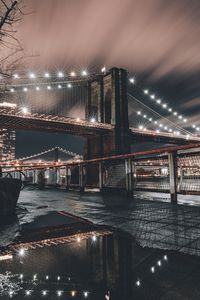 Preview wallpaper bridge, architecture, lights, night city, new york, usa