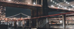 Preview wallpaper bridge, architecture, lights, night city, new york, usa