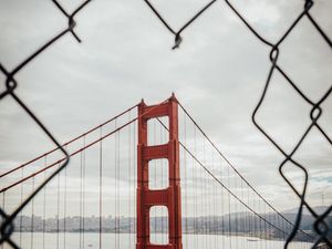 Preview wallpaper bridge, architecture, mesh, fence, sea