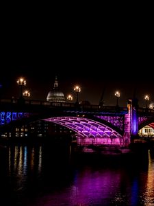 Preview wallpaper bridge, architecture, neon, cathedral