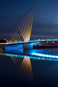 Preview wallpaper bridge, architecture, night, river, city lights