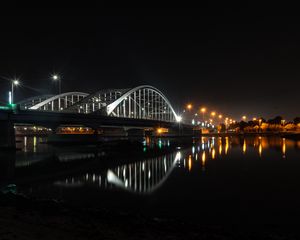Preview wallpaper bridge, architecture, night city, abu dhabi, united arab emirates