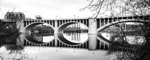 Preview wallpaper bridge, architecture, river, trees, bw