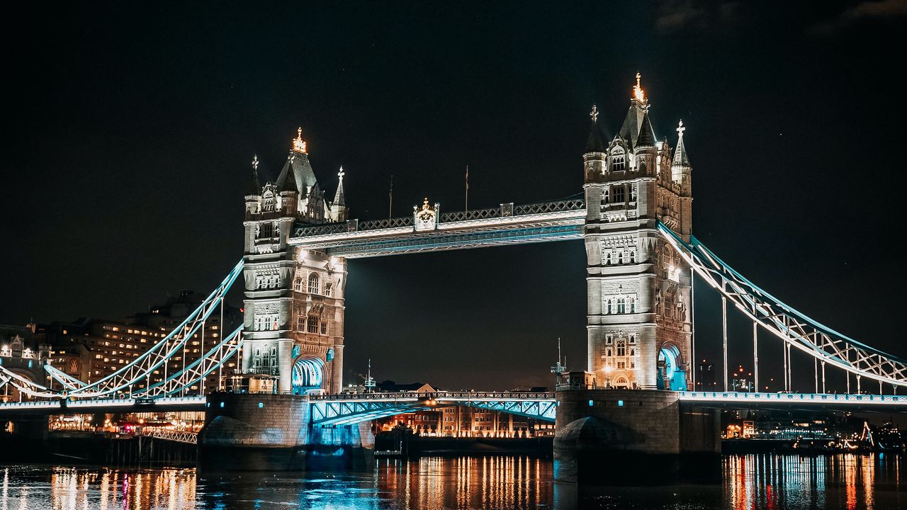 Wallpaper bridge, architecture, river, night city, london