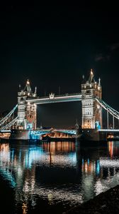Preview wallpaper bridge, architecture, river, night city, london