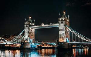Preview wallpaper bridge, architecture, river, night city, london