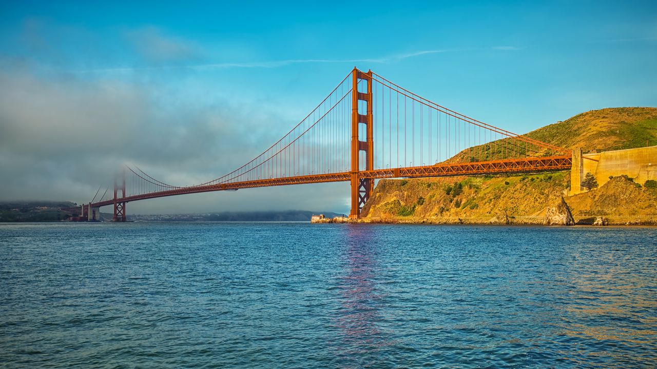 Wallpaper bridge, architecture, sea, water