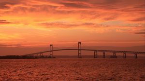 Preview wallpaper bridge, architecture, sea, sunset, sky