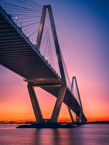 Preview wallpaper bridge, architecture, sunset, construction
