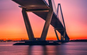 Preview wallpaper bridge, architecture, sunset, construction