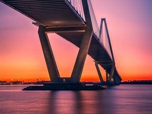 Preview wallpaper bridge, architecture, sunset, construction