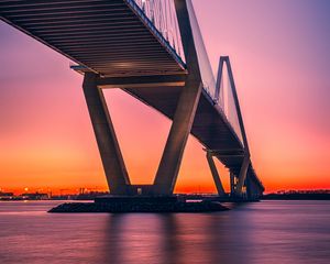 Preview wallpaper bridge, architecture, sunset, construction