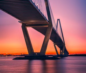 Preview wallpaper bridge, architecture, sunset, construction