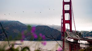 Preview wallpaper bridge, architecture, water, construction, flowers