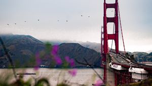 Preview wallpaper bridge, architecture, water, construction, flowers