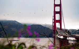 Preview wallpaper bridge, architecture, water, construction, flowers