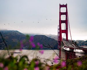 Preview wallpaper bridge, architecture, water, construction, flowers