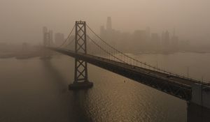 Preview wallpaper bridge, architecture, water, construction, cloudy