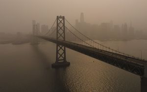 Preview wallpaper bridge, architecture, water, construction, cloudy