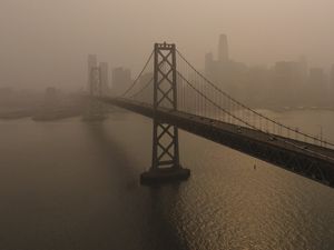 Preview wallpaper bridge, architecture, water, construction, cloudy