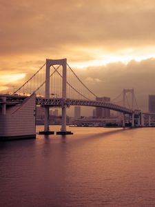 Preview wallpaper bridge, architecture, water, construction, sunset