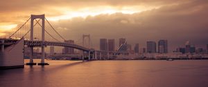 Preview wallpaper bridge, architecture, water, construction, sunset