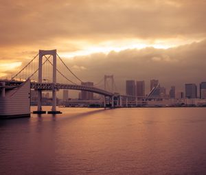 Preview wallpaper bridge, architecture, water, construction, sunset