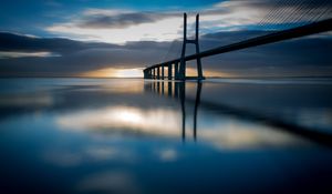 Preview wallpaper bridge, architecture, water, reflection, twilight