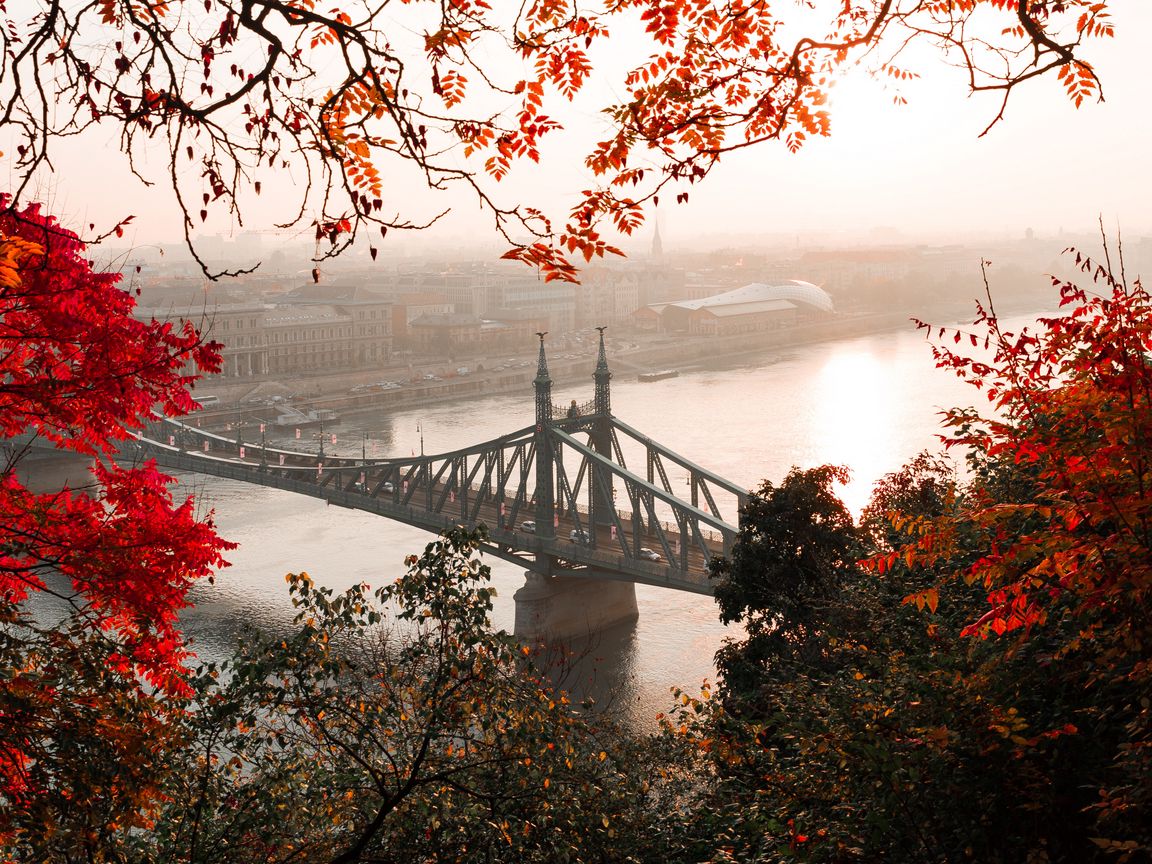 1152x864 Wallpaper bridge, autumn, city, citadella, budapest, hungary