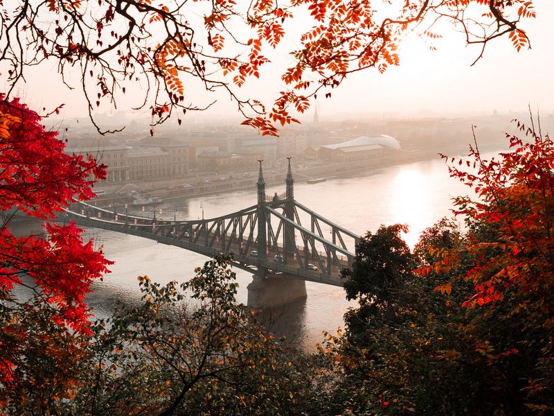 800x600 Wallpaper bridge, autumn, city, citadella, budapest, hungary