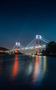 Preview wallpaper bridge, backlight, lights, night, river