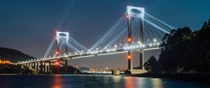 Preview wallpaper bridge, backlight, lights, night, river