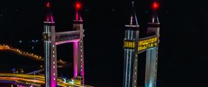 Preview wallpaper bridge, backlight, neon, night, water