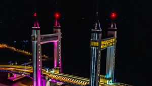 Preview wallpaper bridge, backlight, neon, night, water