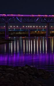 Preview wallpaper bridge, backlight, neon, water, night