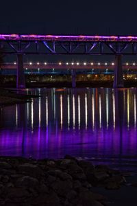Preview wallpaper bridge, backlight, neon, water, night