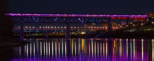 Preview wallpaper bridge, backlight, neon, water, night