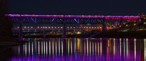 Preview wallpaper bridge, backlight, neon, water, night