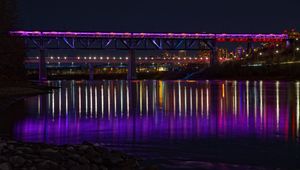 Preview wallpaper bridge, backlight, neon, water, night