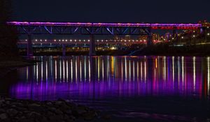 Preview wallpaper bridge, backlight, neon, water, night