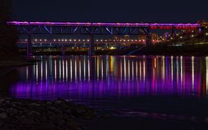Preview wallpaper bridge, backlight, neon, water, night